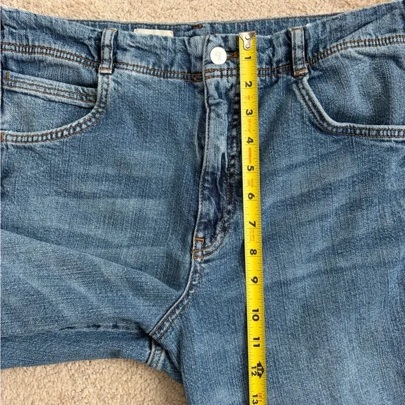 PILCRO Blue Wide Leg Raw Hem Denim Jeans Pants Women's Size 31 Medium Wash - Picture 10 of 12